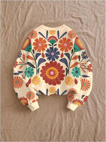 SOLY HUX Women's Floral Graphic Sweatshirt Long Sleeve Crewneck Casual Fall Pullover Tops in Saudi Arabia
