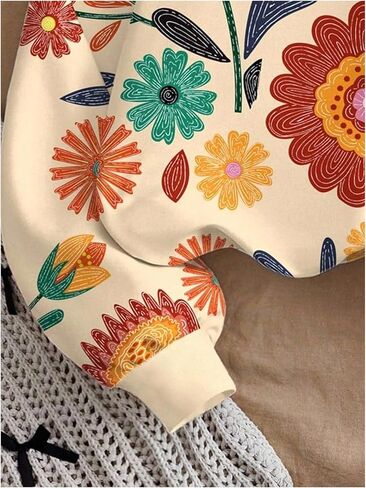 SOLY HUX Women's Floral Graphic Sweatshirt Long Sleeve Crewneck Casual Fall Pullover Tops in Saudi Arabia