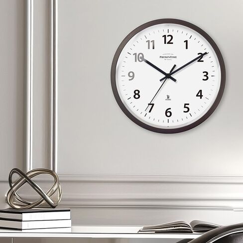 Presentime & Co 10" Atomic Wall Clock, Silent no Ticking, Automatically Sets Itself and Adjust to Daylight Saving Time by WWVB - Oil Rubbed Bronze Finish. (Home Office) in Saudi Arabia