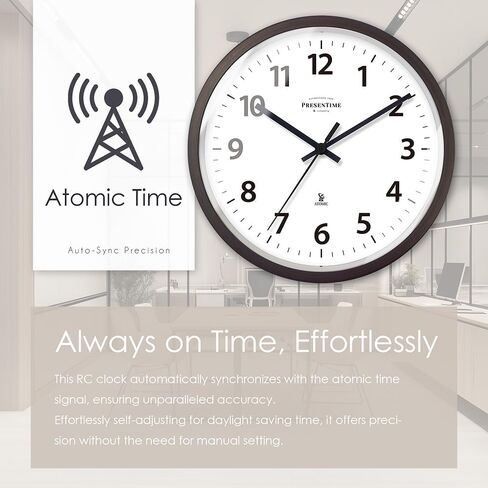 Presentime & Co 10" Atomic Wall Clock, Silent no Ticking, Automatically Sets Itself and Adjust to Daylight Saving Time by WWVB - Oil Rubbed Bronze Finish. (Home Office) in Saudi Arabia