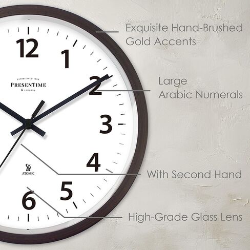 Presentime & Co 10" Atomic Wall Clock, Silent no Ticking, Automatically Sets Itself and Adjust to Daylight Saving Time by WWVB - Oil Rubbed Bronze Finish. (Home Office) in Saudi Arabia