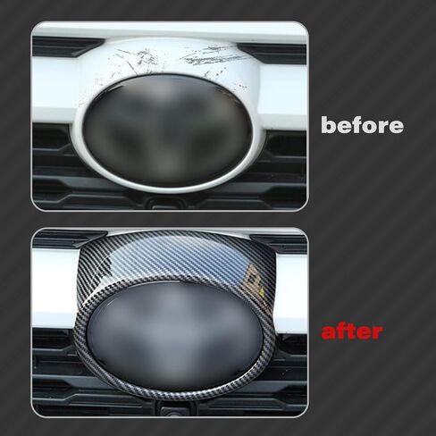 x xotic tech Set Carbon Fiber Style Exterior Front Grille Stripe Logo Ring Headlight Eyelid Accessories Cover Trim Combo Kit, Compatible with Toyota Rav4 2019 2020 2021 2022 2023 2024 2025 in Saudi Arabia