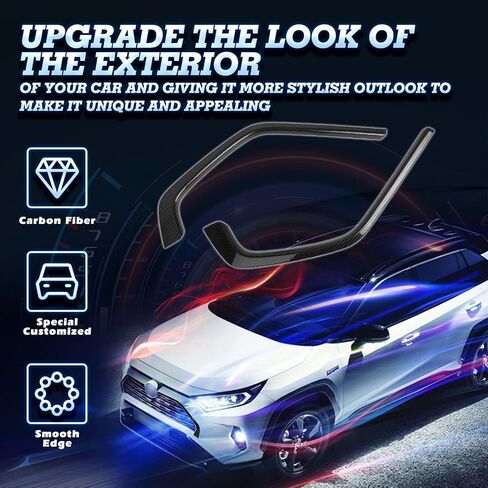 x xotic tech Set Carbon Fiber Style Exterior Front Grille Stripe Logo Ring Headlight Eyelid Accessories Cover Trim Combo Kit, Compatible with Toyota Rav4 2019 2020 2021 2022 2023 2024 2025 in Saudi Arabia