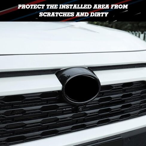 x xotic tech Set Carbon Fiber Style Exterior Front Grille Stripe Logo Ring Headlight Eyelid Accessories Cover Trim Combo Kit, Compatible with Toyota Rav4 2019 2020 2021 2022 2023 2024 2025 in Saudi Arabia