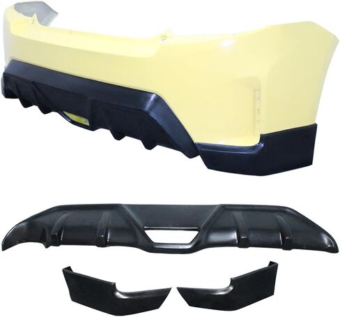 FREEMOTOR802 Rear Diffuser + Rear Bumper Aprons, Compatible with 2014-2016 Scion tC, Ikon Style Unpainted Black PU Rear Bumper Lower Lip Splitter Spoiler Valance Panel Underbody Kit in Saudi Arabia
