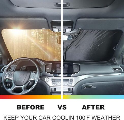 Front Windshield Sunshade for Honda Pilot 2016-2022, Front Window Sun Shade, Foldable Reflective Sun Visor, Screen Shield Cover UV Blocker Protector HeatShield in Kuwait