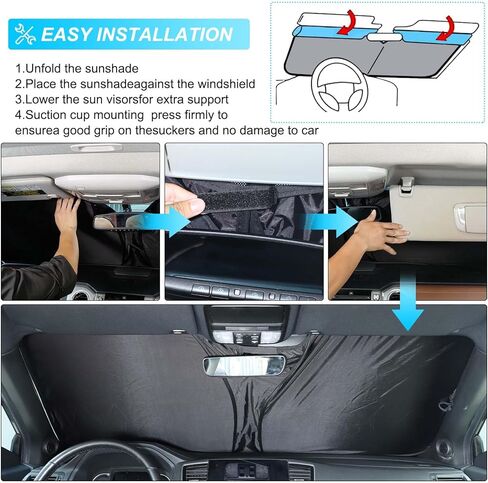 Front Windshield Sunshade for Honda Pilot 2016-2022, Front Window Sun Shade, Foldable Reflective Sun Visor, Screen Shield Cover UV Blocker Protector HeatShield in Kuwait