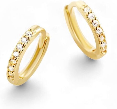 Mint & Lily Pavé Huggie Hoop Earrings for Women, 18K Gold Plated Over Sterling Silver Earrings in Kuwait