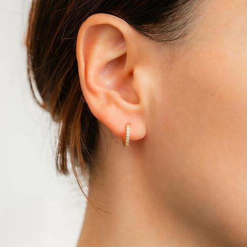 Mint & Lily Pavé Huggie Hoop Earrings for Women, 18K Gold Plated Over Sterling Silver Earrings in Kuwait