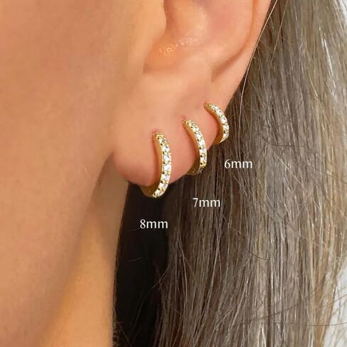 Mint & Lily Pavé Huggie Hoop Earrings for Women, 18K Gold Plated Over Sterling Silver Earrings in Kuwait