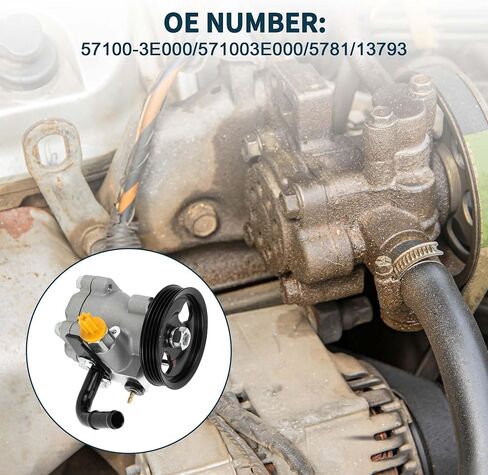 مضخة توجيه كهربائية لكيا سورينتو LX 3.5L V6 2003-2006 رقم ثابت 57100-3E000/5781/13793 مضخة مساعدة الطاقة لون فضي مع بكرة 1 قطعة in Saudi Arabia