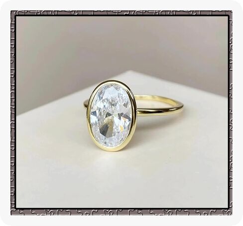 1CT/2CT/3CT CZ Engagement Rings 925 Sterling Silver Oval Cut Cubic Zirconia 14k Gold Plated Wedding Promise Rings for Her Wedding Bands for Women Lover Size 5-9 in Kuwait