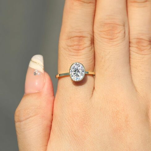 1CT/2CT/3CT CZ Engagement Rings 925 Sterling Silver Oval Cut Cubic Zirconia 14k Gold Plated Wedding Promise Rings for Her Wedding Bands for Women Lover Size 5-9 in Kuwait