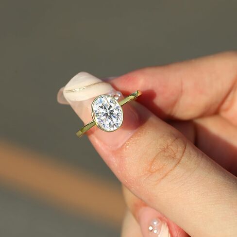 1CT/2CT/3CT CZ Engagement Rings 925 Sterling Silver Oval Cut Cubic Zirconia 14k Gold Plated Wedding Promise Rings for Her Wedding Bands for Women Lover Size 5-9 in Kuwait