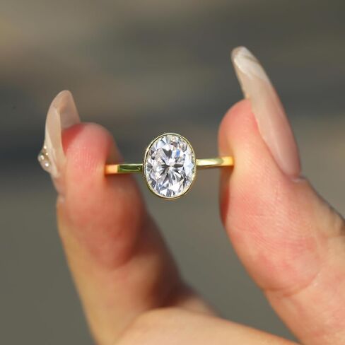1CT/2CT/3CT CZ Engagement Rings 925 Sterling Silver Oval Cut Cubic Zirconia 14k Gold Plated Wedding Promise Rings for Her Wedding Bands for Women Lover Size 5-9 in Kuwait