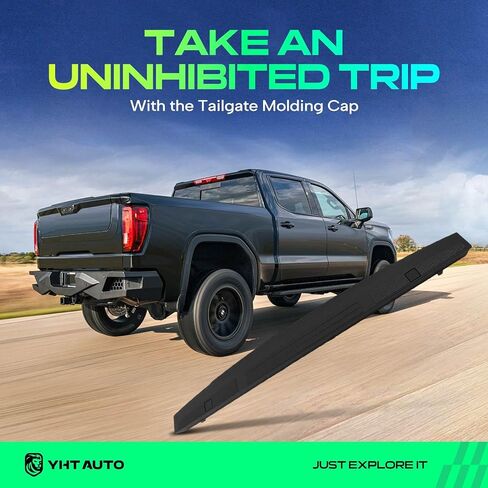 YHTAUTO غطاء صب الباب الخلفي مناسب لفورد F-150 2021-2024، F-150 Lightning 2022-2024 | الملمس الأسود الخلفي الجانب العلوي الباب الخلفي غطاء حامي صب غطاء الكسوة in Saudi Arabia