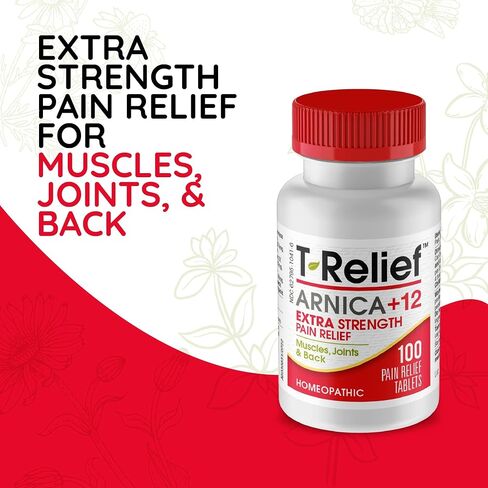 MediNatura T-Relief قوة إضافية من زهرة الأرنيكا + 12 نشاطًا طبيعيًا للمعالجة المثلية لآلام العضلات المفصلية وآلامها للنساء والرجال - 250 قرصًا in Kuwait