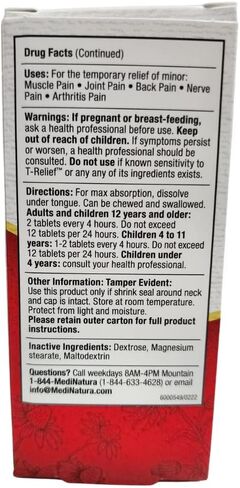 MediNatura T-Relief قوة إضافية من زهرة الأرنيكا + 12 نشاطًا طبيعيًا للمعالجة المثلية لآلام العضلات المفصلية وآلامها للنساء والرجال - 250 قرصًا in Kuwait