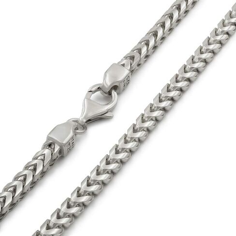 Giorgio Bergamo 925 Italian Sterling Silver 1mm - 5.5mm Solid Franco Chain, Rhodium Plated Square Box Link Necklace, Bracelet or Anklet in Saudi Arabia