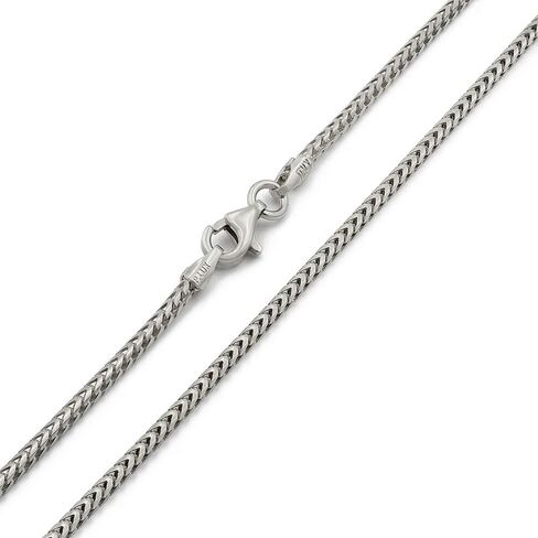 Giorgio Bergamo 925 Italian Sterling Silver 1mm - 5.5mm Solid Franco Chain, Rhodium Plated Square Box Link Necklace, Bracelet or Anklet in Saudi Arabia