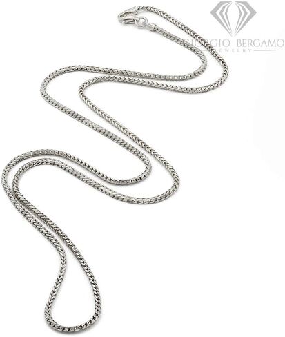 Giorgio Bergamo 925 Italian Sterling Silver 1mm - 5.5mm Solid Franco Chain, Rhodium Plated Square Box Link Necklace, Bracelet or Anklet in Saudi Arabia
