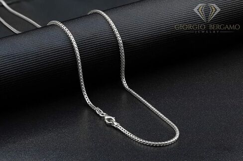 Giorgio Bergamo 925 Italian Sterling Silver 1mm - 5.5mm Solid Franco Chain, Rhodium Plated Square Box Link Necklace, Bracelet or Anklet in Saudi Arabia