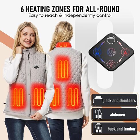Women Heated Vest with 16000mAh 7.4V Battery Pack, Smart Washable Rechargeable Electric Lightweight Heating Vest Coat in Kuwait