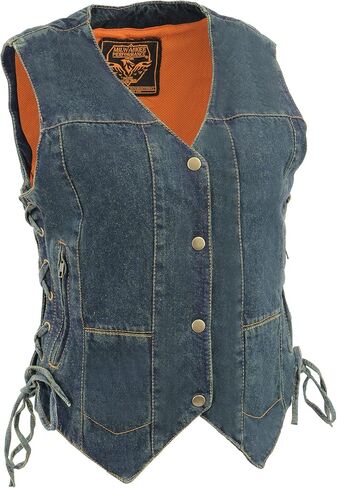 Milwaukee Leather Women’s BLUE 6 Pocket Side Lace Denim Vest w/Gun Pockets MDL4020 in Saudi Arabia