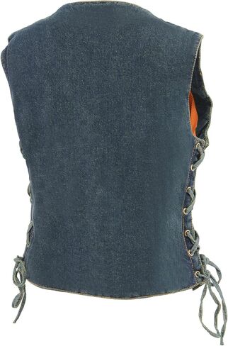 Milwaukee Leather Women’s BLUE 6 Pocket Side Lace Denim Vest w/Gun Pockets MDL4020 in Saudi Arabia