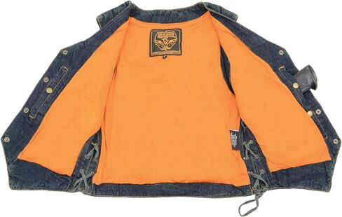 Milwaukee Leather Women’s BLUE 6 Pocket Side Lace Denim Vest w/Gun Pockets MDL4020 in Saudi Arabia