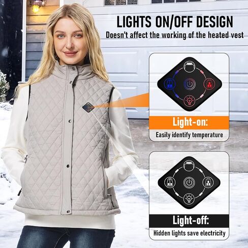 Women Heated Vest with 16000mAh 7.4V Battery Pack, Smart Washable Rechargeable Electric Lightweight Heating Vest Coat in Kuwait