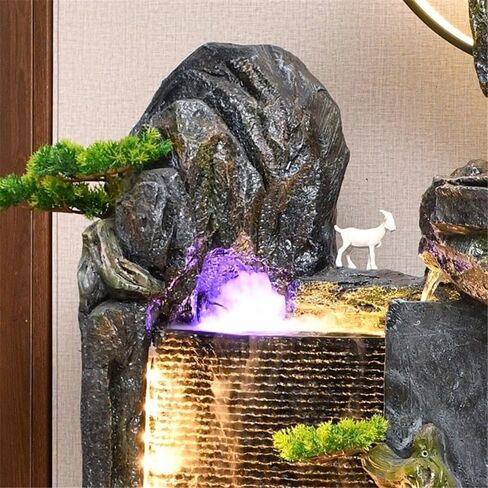 Standing Waterfall Living Room Feng Shui Decoration Large Rockery Water Fountain Ornaments Floor-Standing Fish Tank Circulating Waterscape Floor Fountain in Saudi Arabia
