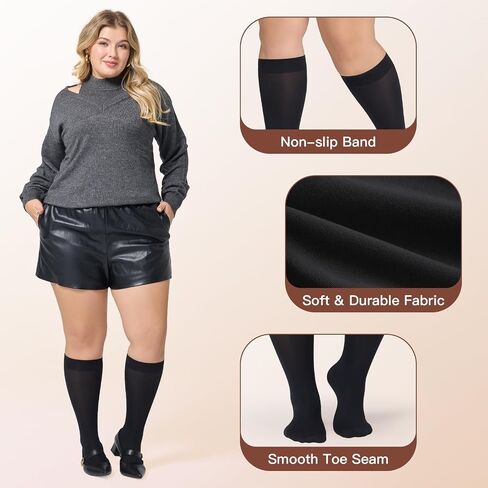 MANZI Plus Size Knee High Socks for Women Nylon Trouser Socks Women 40 Denier Semi Opaque Knee High Stockings in Saudi Arabia
