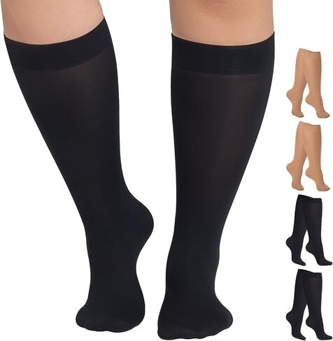 MANZI Plus Size Knee High Socks for Women Nylon Trouser Socks Women 40 Denier Semi Opaque Knee High Stockings in Saudi Arabia