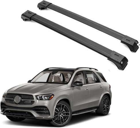 قضبان متقاطعة لحامل السقف ERKUL لسيارة Mercedes Benz GLE Class W166 2015-2019 | قضبان متقاطعة من الألومنيوم مع قفل مضاد للسرقة على السطح | متوافق مع القضبان المرتفعة - فضي in Saudi Arabia