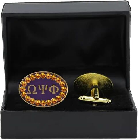 أزرار أكمام أوميغا Psi 1911 Phi Fraternity - مجوهرات بأحرف يونانية من الكريستال الحجري، هدية أدوات يونانية OPP in Saudi Arabia