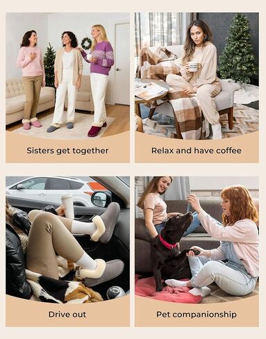 HomeTop Women's Closed-back Slippers Faux Wool Warm Non-slip Outdoor Indoor House Shoes with Fuzzy Collar in Kuwait