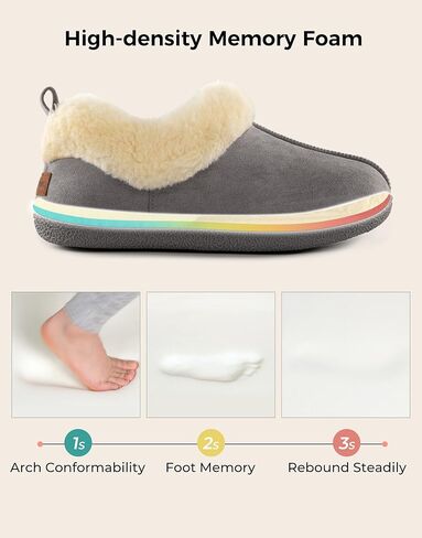 HomeTop Women's Closed-back Slippers Faux Wool Warm Non-slip Outdoor Indoor House Shoes with Fuzzy Collar in Kuwait