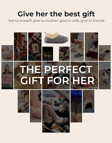 HomeTop Women's Closed-back Slippers Faux Wool Warm Non-slip Outdoor Indoor House Shoes with Fuzzy Collar in Kuwait