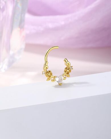 Jewseen 16G Rose Septum Rings Heart Septum Piercing Jewelry Surgical Steel Tragus Rook Helix Conch Piercing Jewelry Daith Earrings Cartilage Hoop for Women in Saudi Arabia