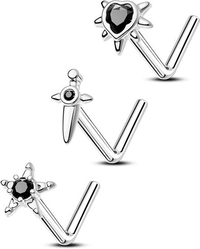 CM Crareesi Mania Nose Studs Pack 316L Surgical Steel L Shaped Nose Piercing Jewelry 20G Nostril Piercing Jewelry for Women Men Halloween Nose Piercing Studs in Saudi Arabia
