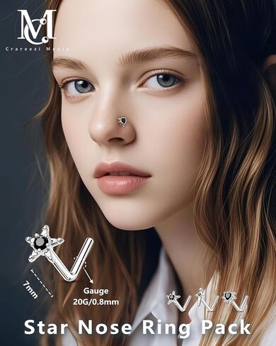 CM Crareesi Mania Nose Studs Pack 316L Surgical Steel L Shaped Nose Piercing Jewelry 20G Nostril Piercing Jewelry for Women Men Halloween Nose Piercing Studs in Saudi Arabia