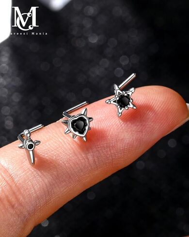 CM Crareesi Mania Nose Studs Pack 316L Surgical Steel L Shaped Nose Piercing Jewelry 20G Nostril Piercing Jewelry for Women Men Halloween Nose Piercing Studs in Saudi Arabia