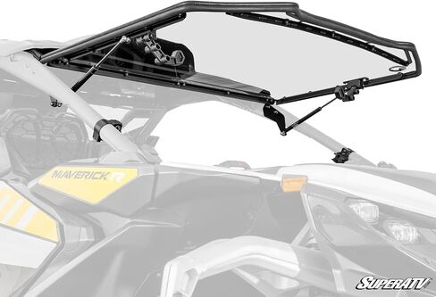 الزجاج الأمامي SuperATV Flip متوافق مع Can Am Maverick R، مقاوم للخدش، مصنوع من البولي كربونات السميك 1/4 بوصة أقوى 250 مرة من الزجاج، محمي بطبقة صلبة بصرية XR، لون شفاف in Saudi Arabia