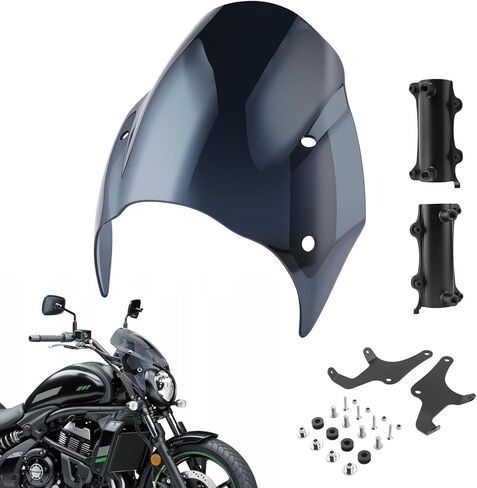 Motorcycle Windshield for Kawasaki, Wind Spliter, Round Windshield Windscreen Compatible with Kawasaki Vulcan S 650 VN650 Cafe SE 650 2015-2024 (Black) in Kuwait
