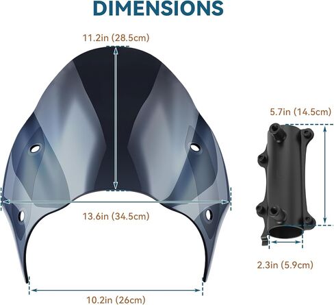 Motorcycle Windshield for Kawasaki, Wind Spliter, Round Windshield Windscreen Compatible with Kawasaki Vulcan S 650 VN650 Cafe SE 650 2015-2024 (Black) in Kuwait