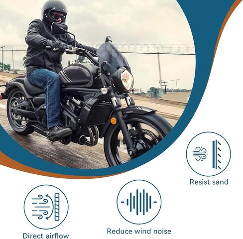 Motorcycle Windshield for Kawasaki, Wind Spliter, Round Windshield Windscreen Compatible with Kawasaki Vulcan S 650 VN650 Cafe SE 650 2015-2024 (Black) in Kuwait
