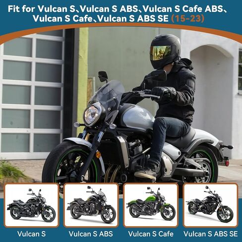 Motorcycle Windshield for Kawasaki, Wind Spliter, Round Windshield Windscreen Compatible with Kawasaki Vulcan S 650 VN650 Cafe SE 650 2015-2024 (Black) in Kuwait