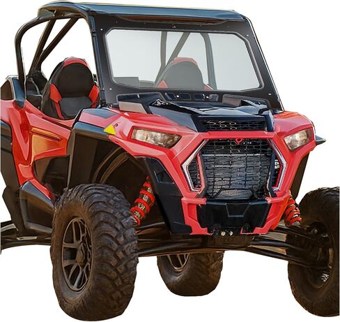 HECASA Vented Full Glass Windshield Compatible with Polaris 2018-2020 RZR XP Turbo S, 2019-2020 RZR XP 4 Turbo S Clear Glass Windscreen Black Powder Coated Aluminum in Saudi Arabia