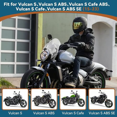 الزجاج الأمامي للدراجات النارية لـ Kawasaki، مقسم الرياح، زجاج أمامي مستدير متوافق مع Kawasaki Vulcan S 650 VN650 Cafe SE 650 2015-2024 (أسود) in Kuwait